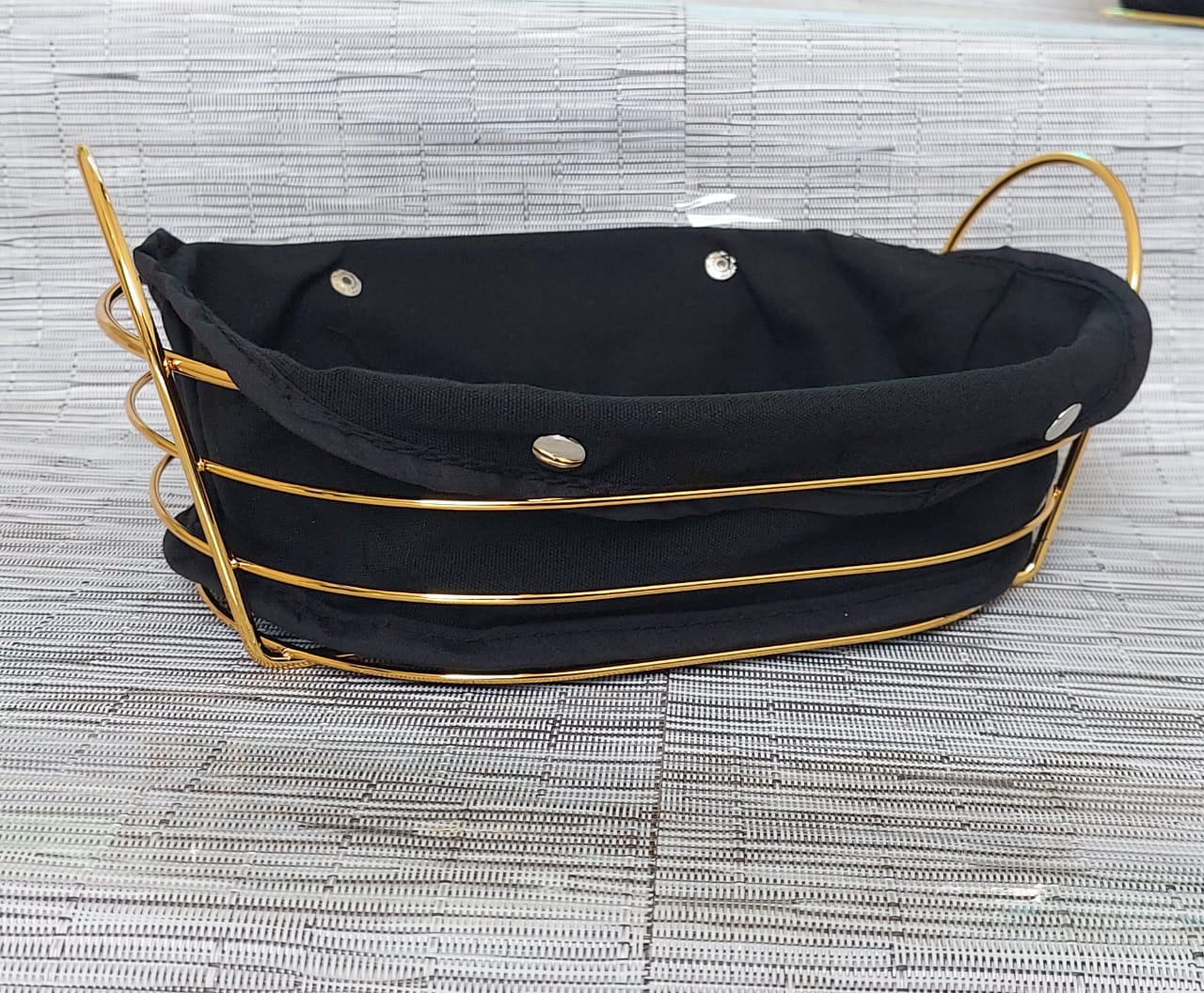 Gold frame black cloth storage bread basket
