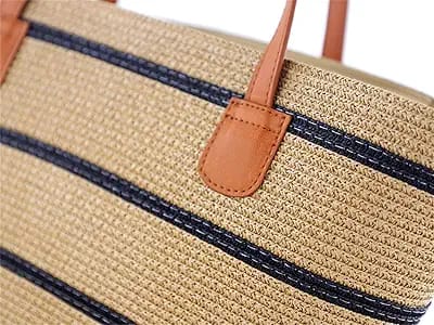 Papyrus Straw Woven Beach Bag - Image 2