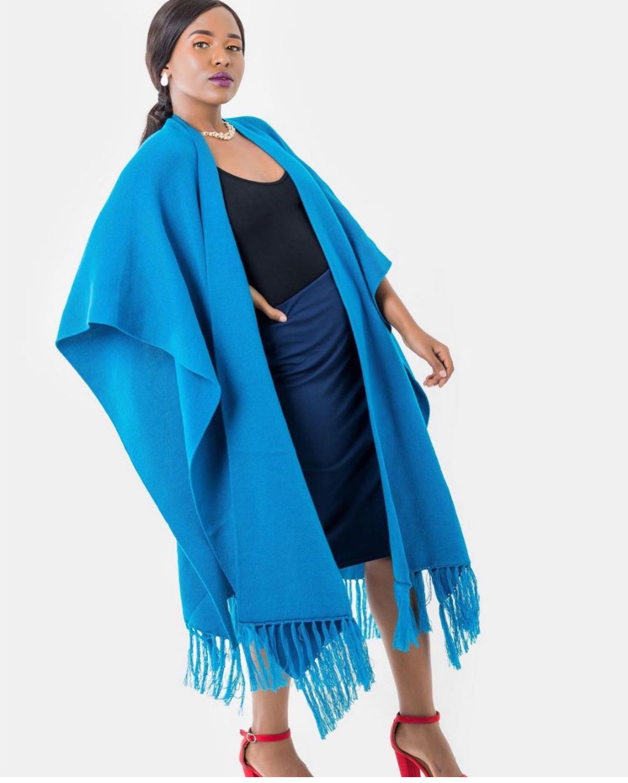 Vivo Double layered poncho With Fringes