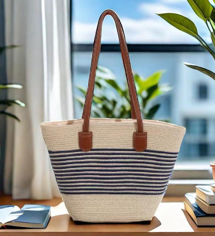 Papyrus Straw Woven Beach Bag