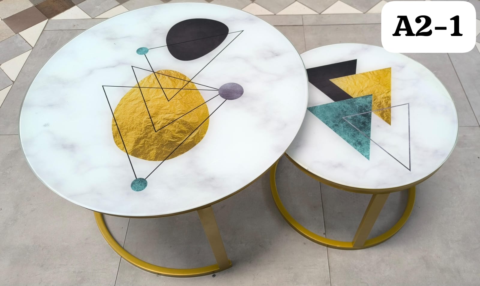 Glass Top Nesting Tables(Marble Effect)