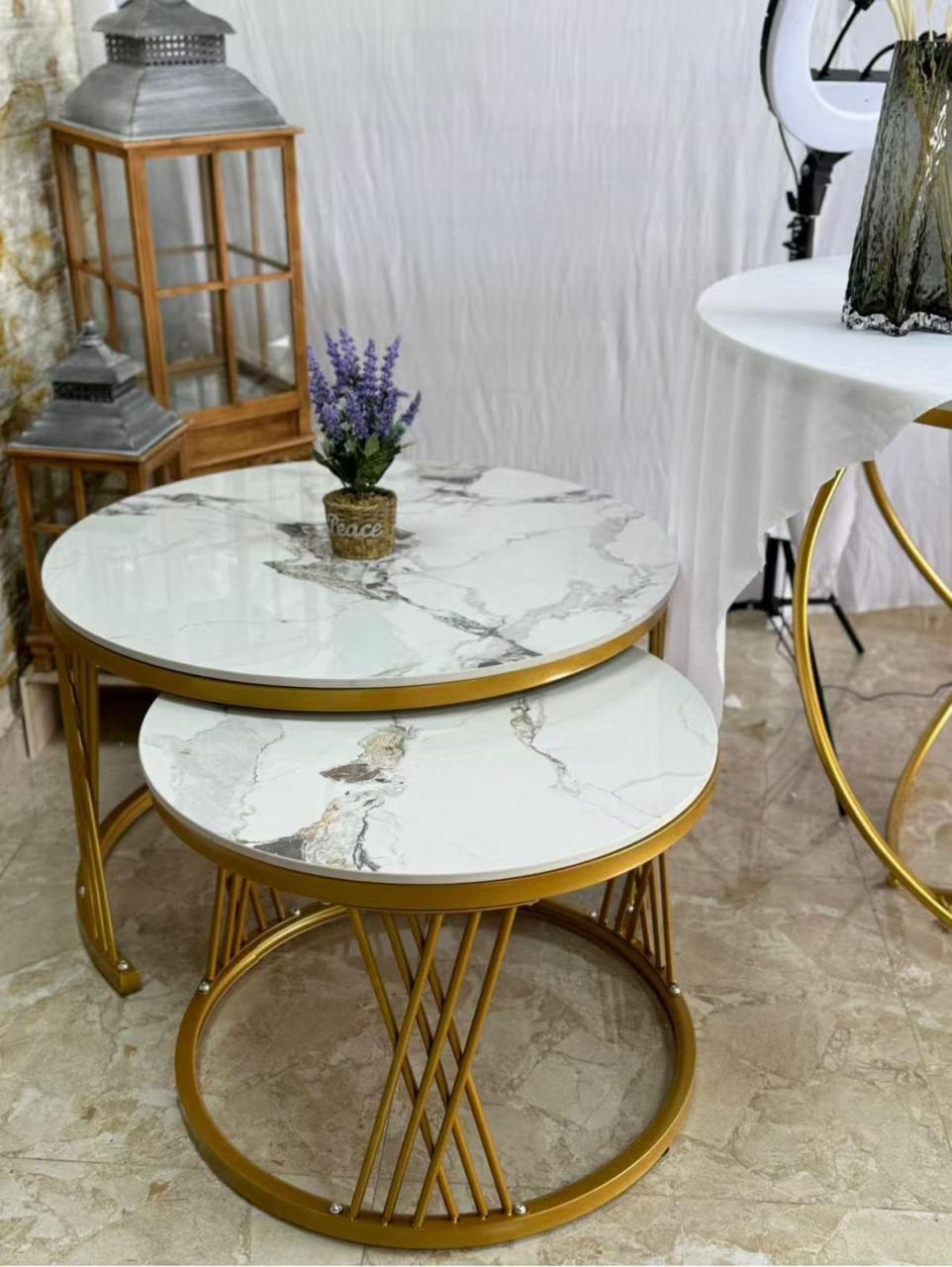 Modern Luxury 2in1 pure  Marble Nesting tables