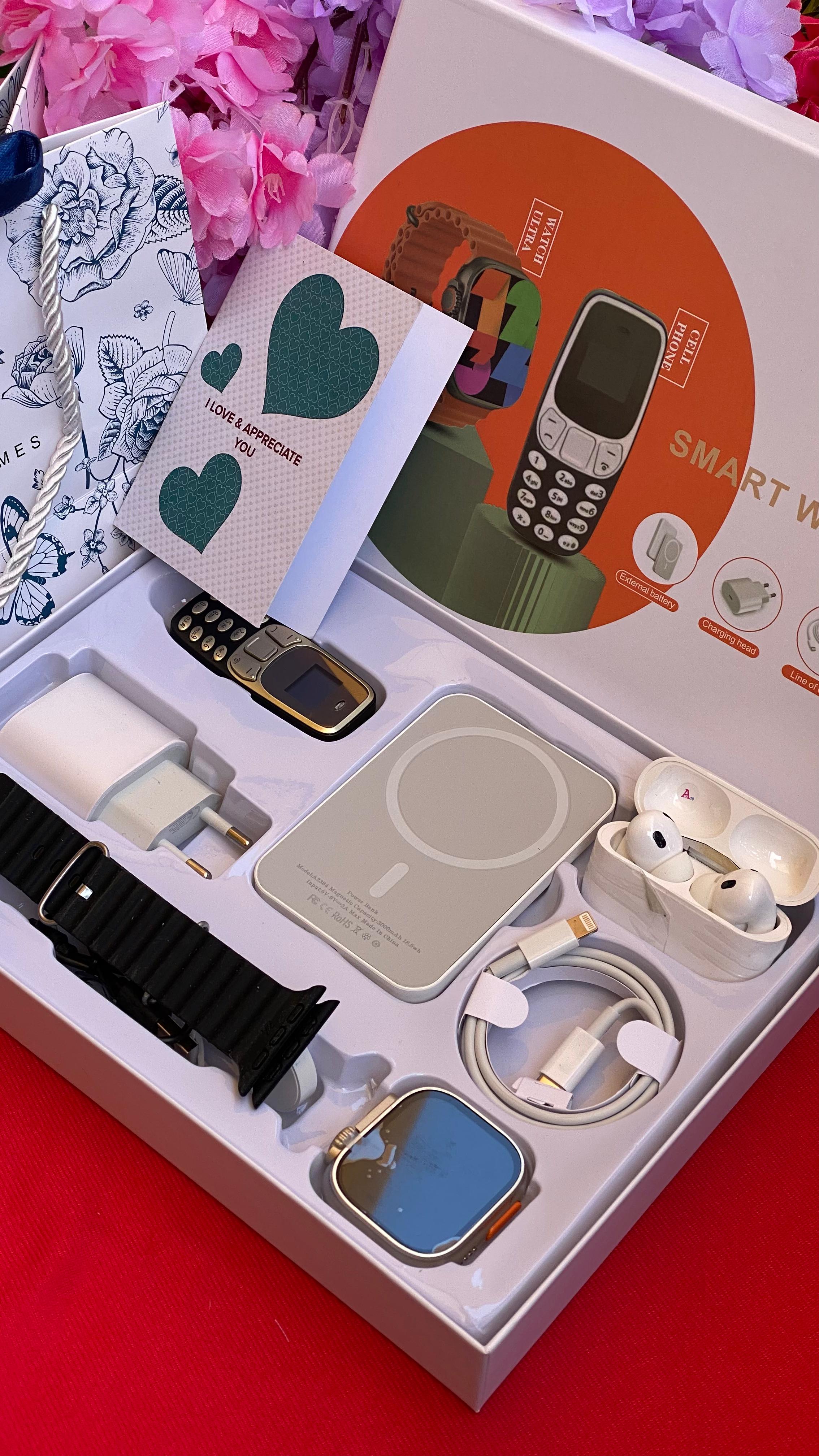 SMART WATCH GIFT PACK  💥X8 PLUS SMART WATCH WITH A MINI PHONE,POWER BANK AND EARBUDS
