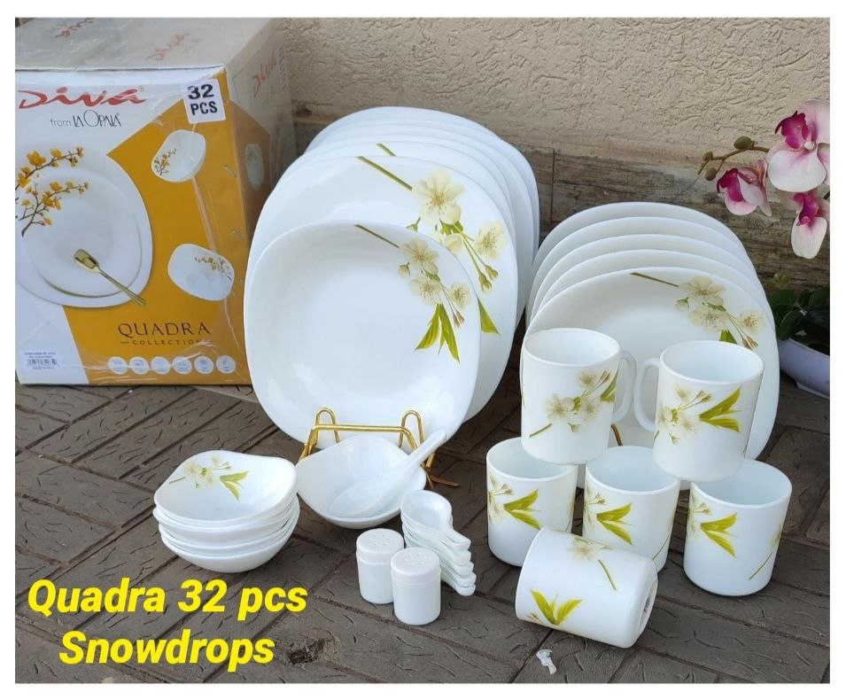 32 pcs Quadra Square Dinner set Snowdrops
