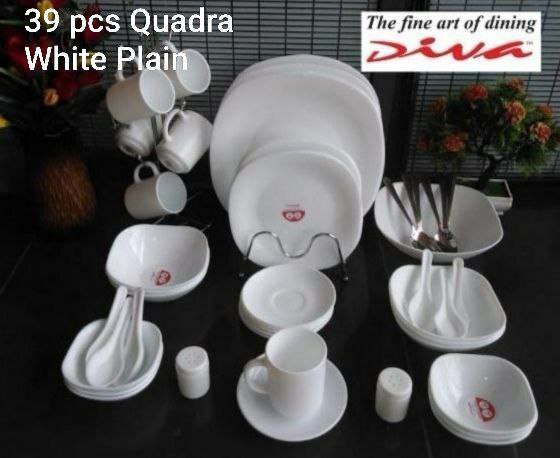 39 pcs Quadra Dinner sets plain White