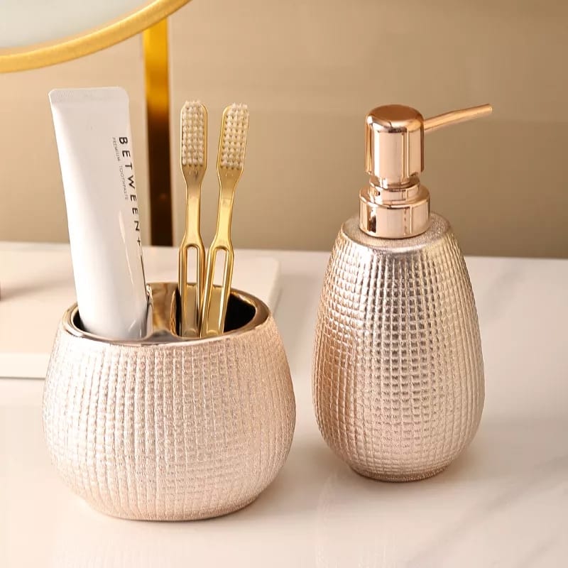 4 piece rose gold ceramic toiletry set - Image 5