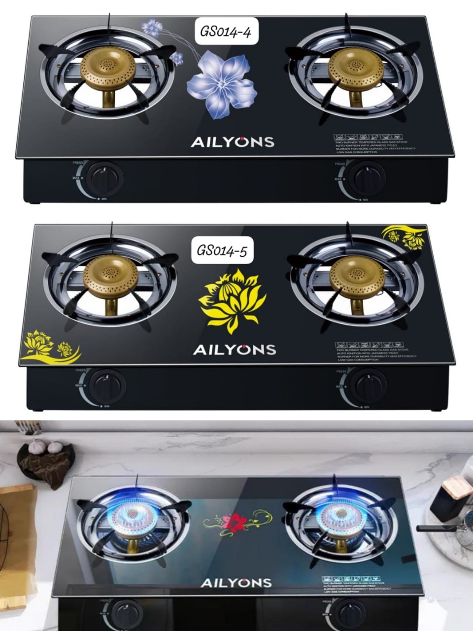Ailyons 2 burner glass top