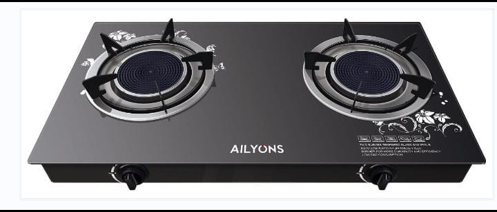 AILYONS 2 Burner Glass Top Gas Cooker & Infrared Double burner