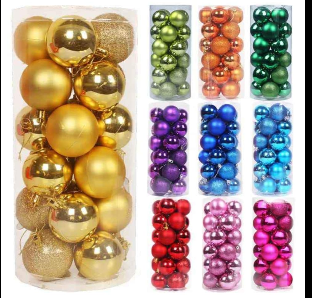 24pcs decor balls  available colours white, gold, red, silver and blue