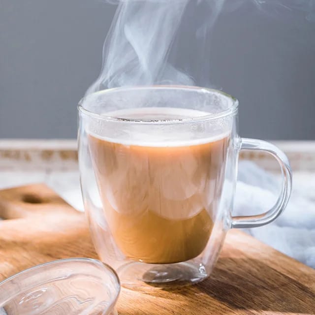 Double wall glass mug