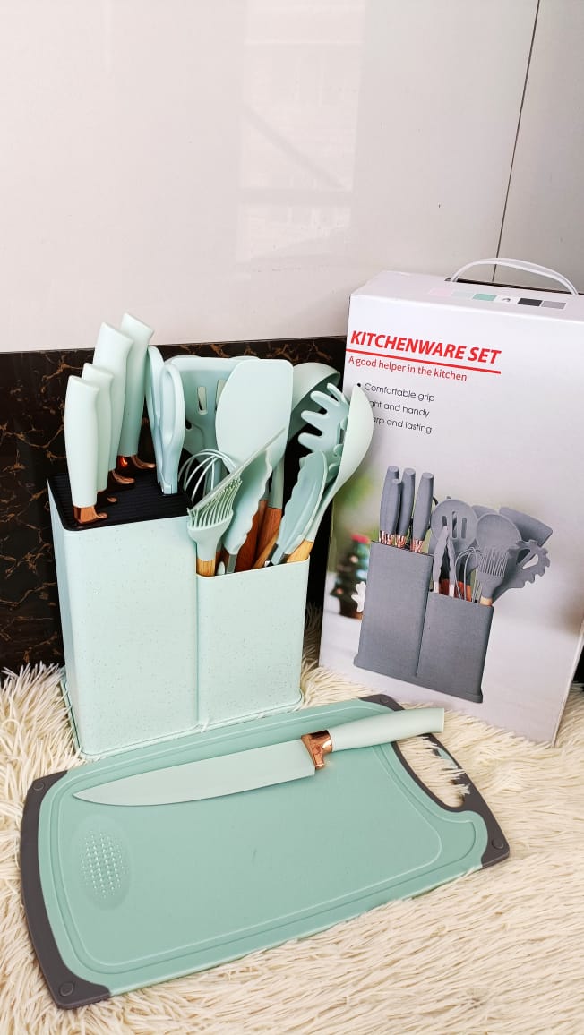 19pcs silicone cooking spoons, knifes, holder and chopper - Image 4