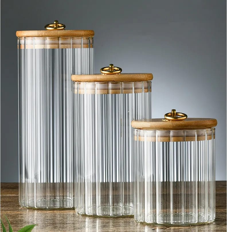 3pcs Quality set Airtight Kitchen Glass Storage Jars