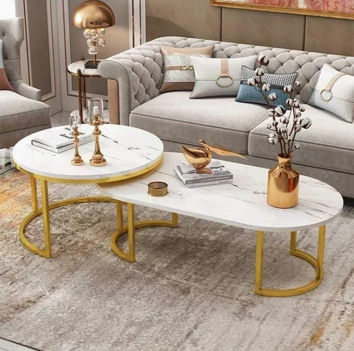 Marble effect coffee table set