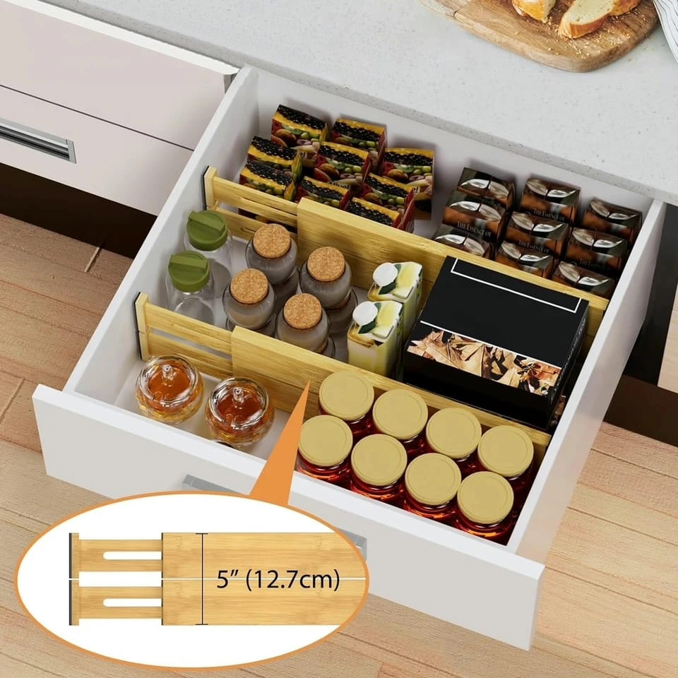 Multifunctional Bamboo drawer Dividers 3 - Image 3
