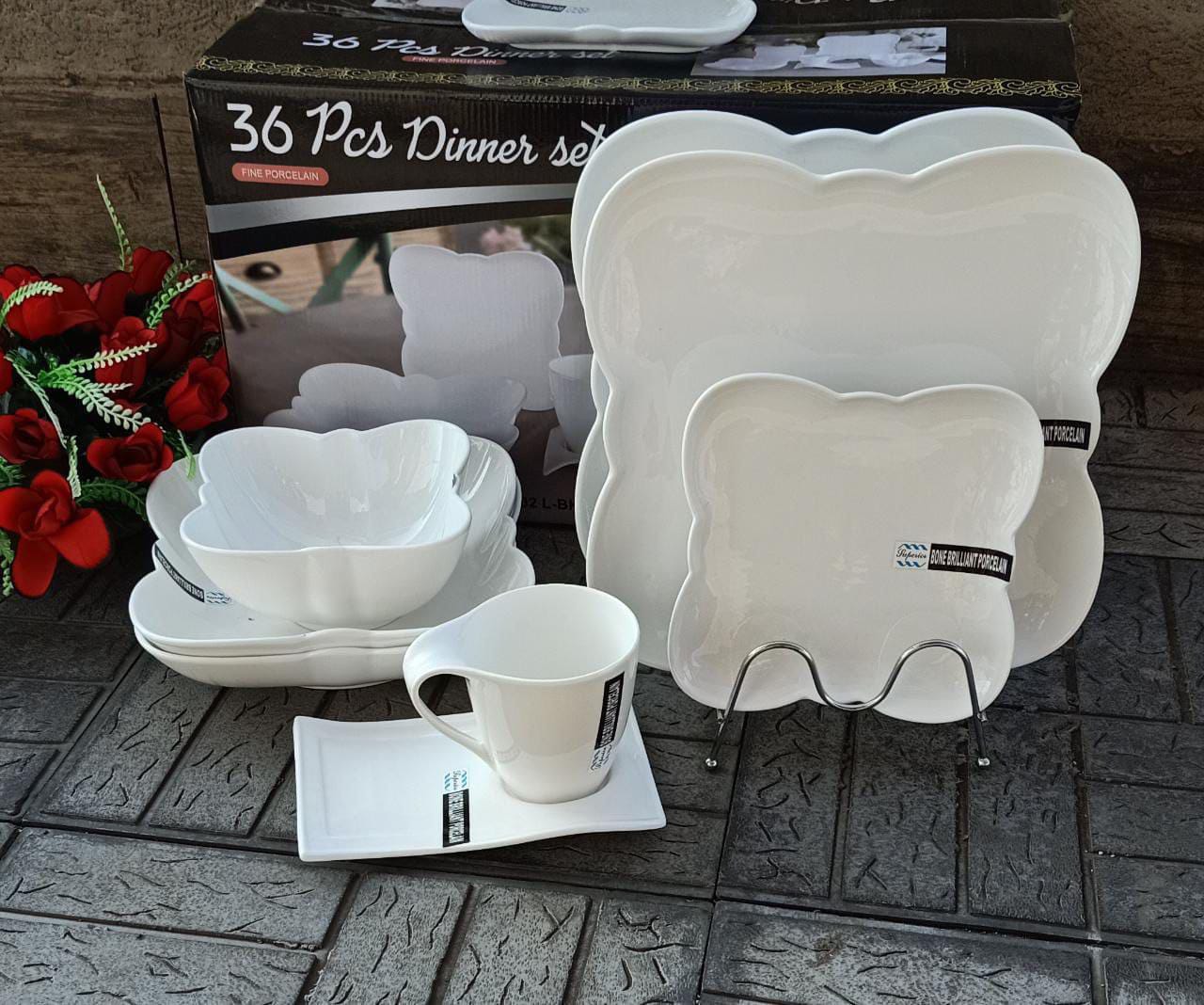 36pcs Butterfly shaped Dinner set white