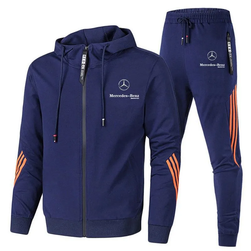 Mercedes-Benz Grey Zip Hoodie and Joggers Tracksuit Set - Image 2