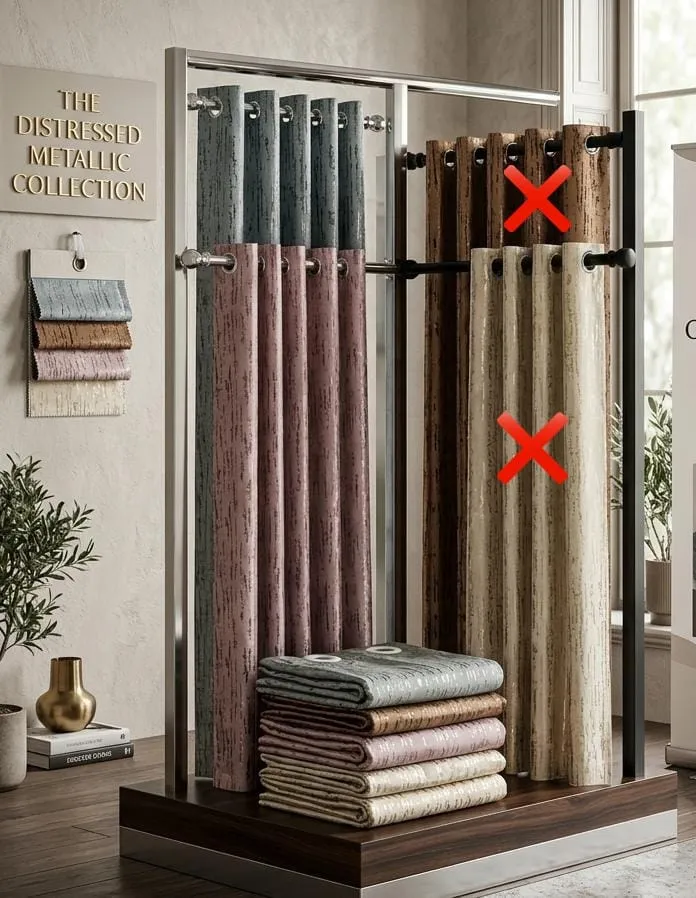Eyelet Curtains with Textured Abstract Pattern - Image 3