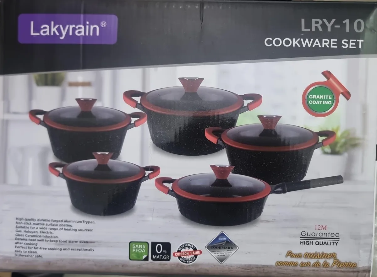 Laky Rain Granite Cook N Serve Cookware Set (10pcs) - Image 4