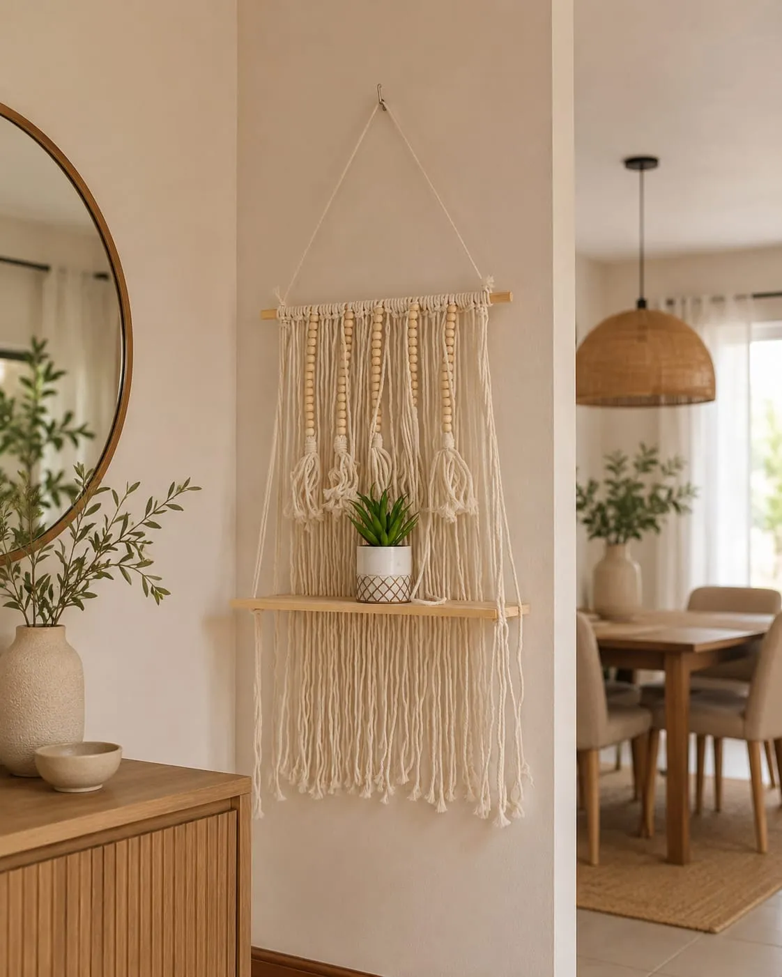 Boho Macrame Wall Hanging Shelf