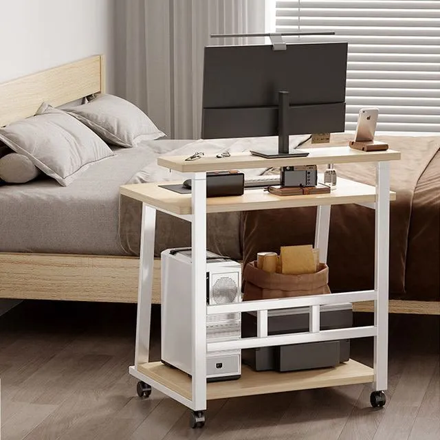 Laptop table/desk with monitor shelf and open lower storage - Image 2