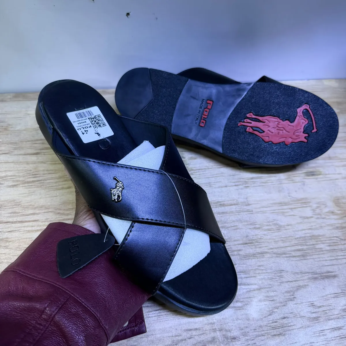 Black Polo Slide Sandals - Image 4