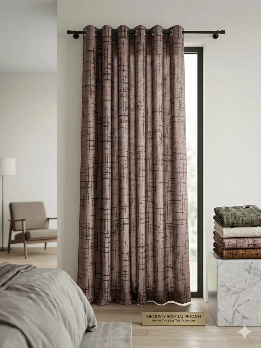 Eyelet Curtains with Textured Abstract Pattern - Image 4