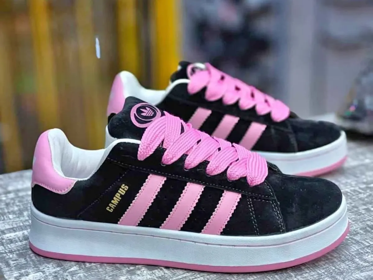Campus Black and Pink Low-Top Sneakers - Image 3