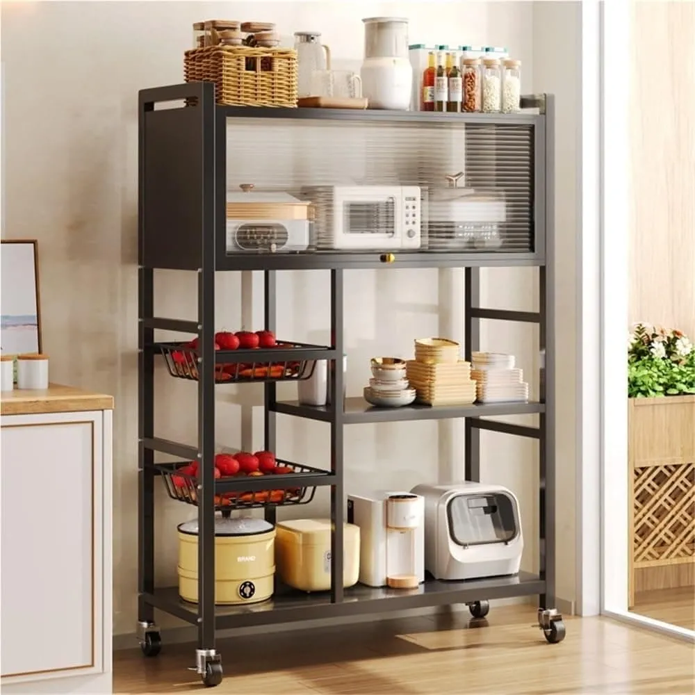CF-503 Black Rolling Kitchen Storage Cart, 80cm - Image 5