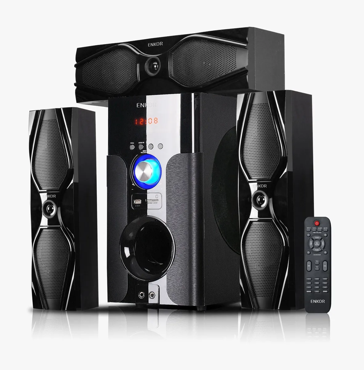 ENKOR Black Home Theater Speaker System with Remote - Image 2