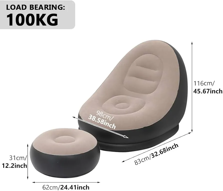 Inflatable Sofa Lounge Chair with Footstool - Image 5