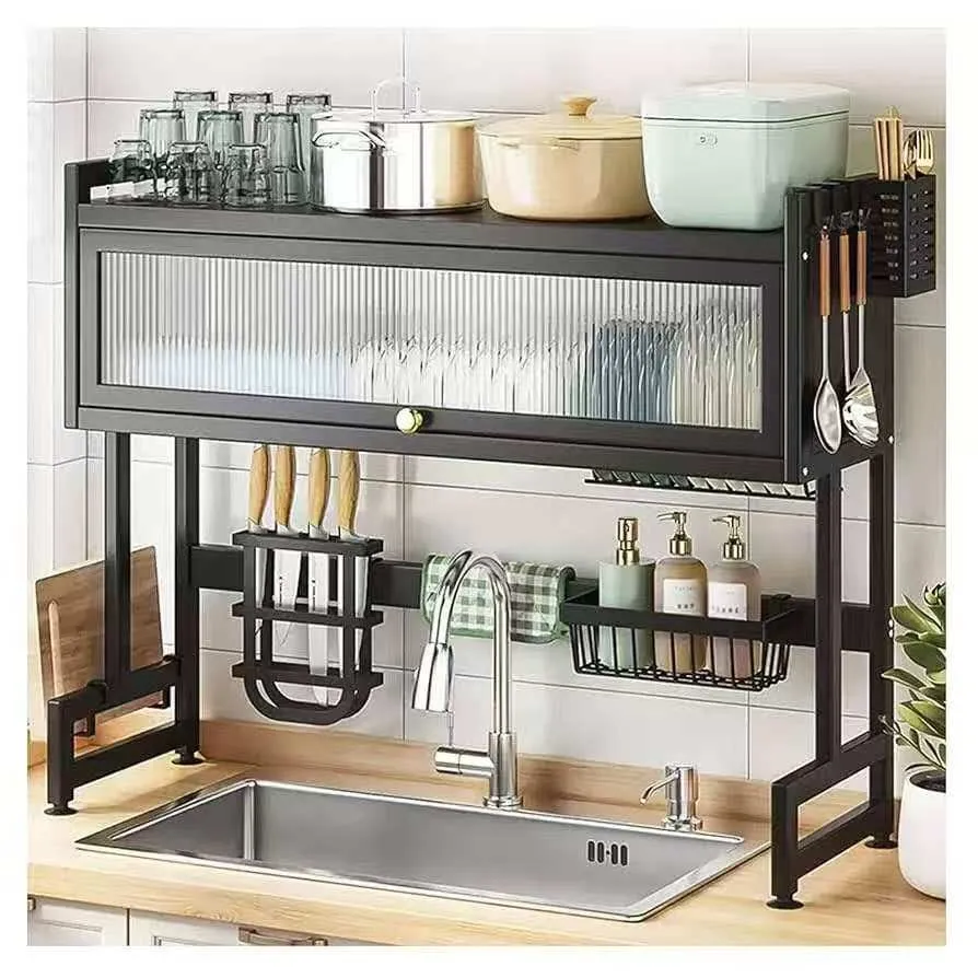 Black Over-Sink Kitchen Storage Rack