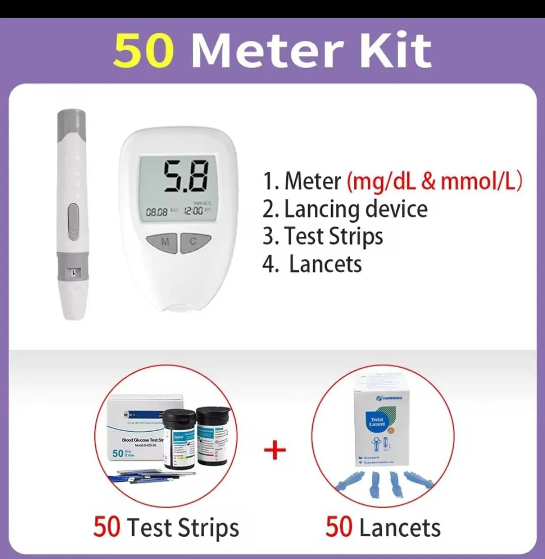 Blood Glucose Meter Kit with 50 Test Strips and 50 Lancets - Image 2