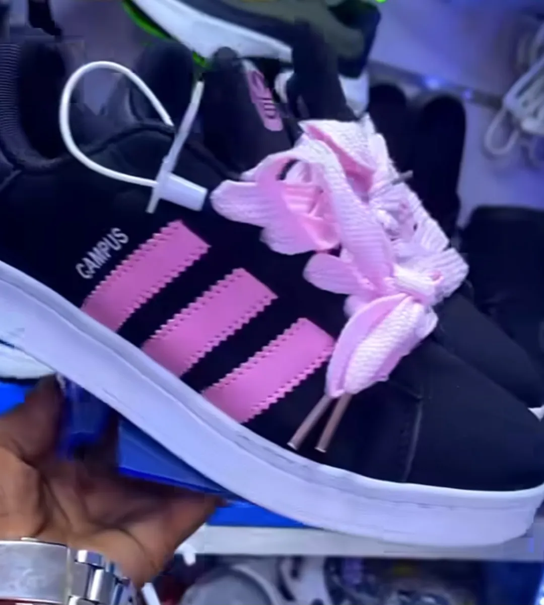 Campus Black and Pink Low-Top Sneakers - Image 2